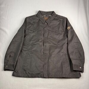 Legendary Stockyards Mens XL Flannel Lined Canvas Shirt Jacket Charcoal Gray